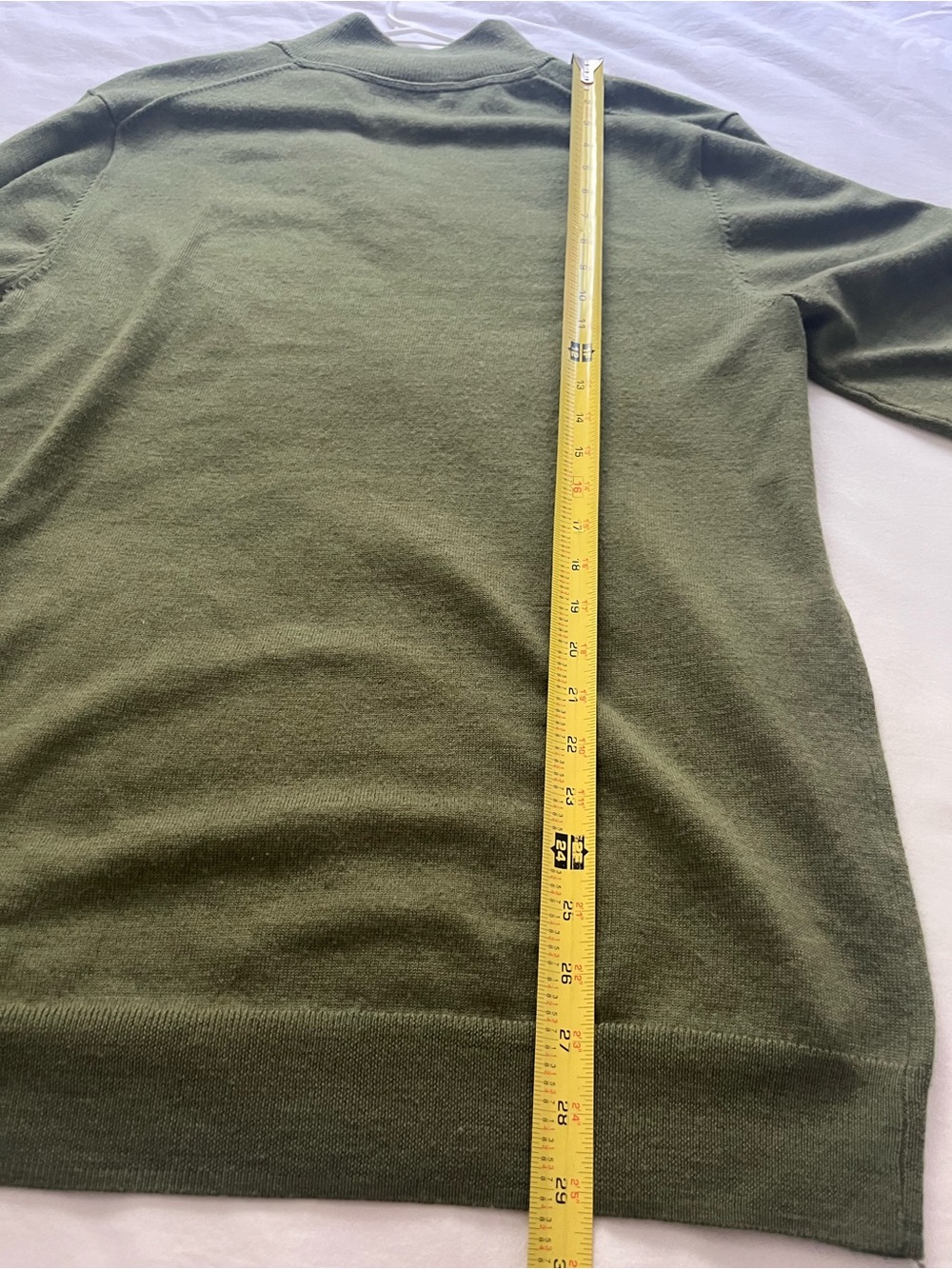 Goodthreads Men’s 100% Merino Wool Quarter Zip Green Sweater Large Tall - Picture 10 of 10